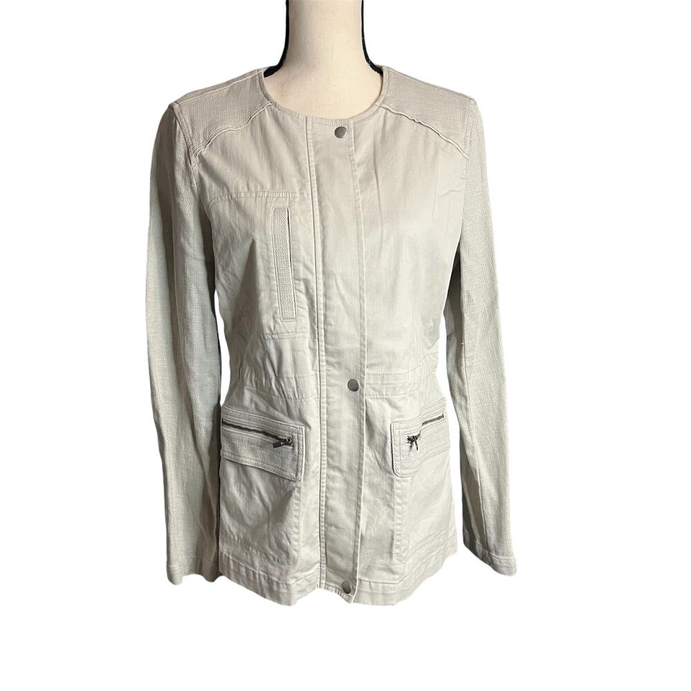LOFT Outlet Women's Beige Cinched Waist Zip Pockets Utility Jacket Sz S Safari
